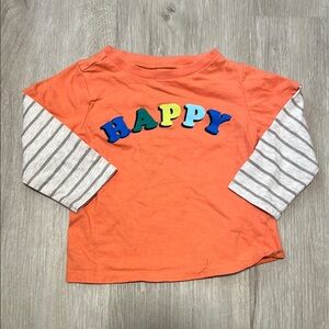 Orange Kids Shirt with Striped Sleeves